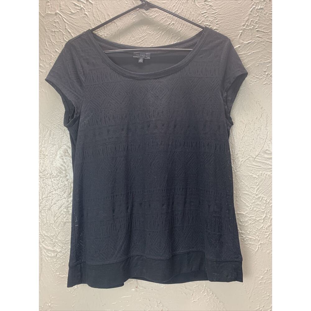 The‎ Limited Women's Fitted Tee Shirt Black Size Medium Textured Round Neck Y2K
